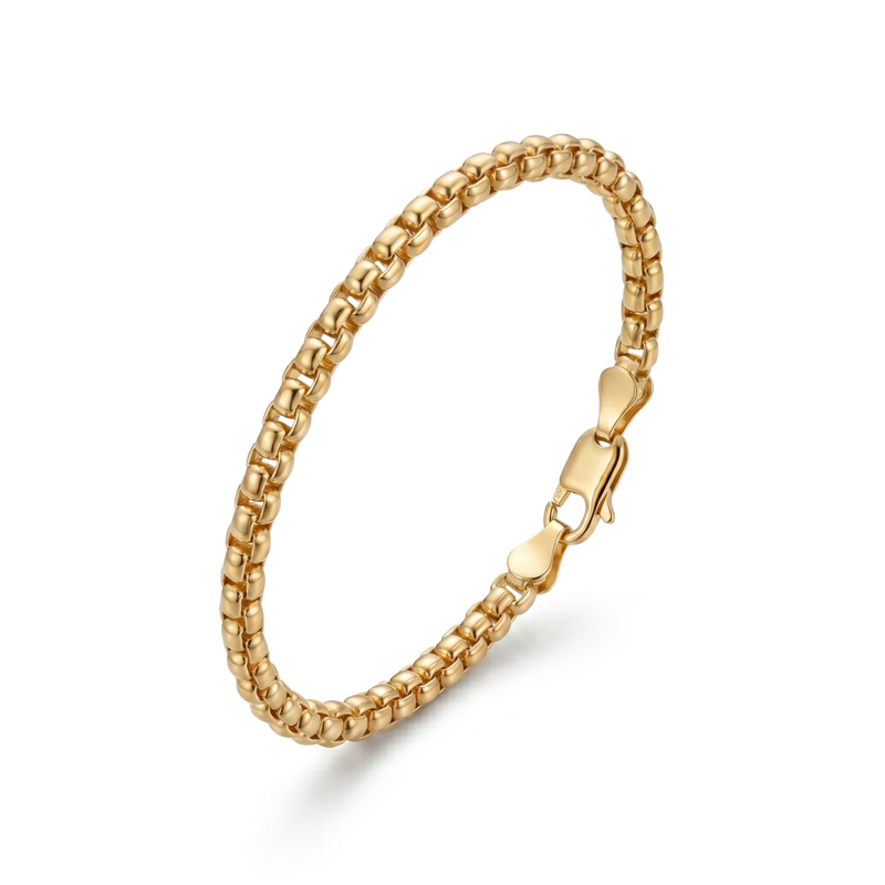 Atoot | Gold Round Box Chain Anklet