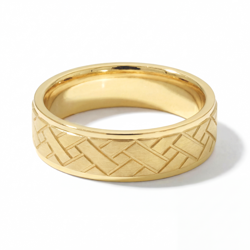 Bandhan | Men's Gold Wedding Band, Woven