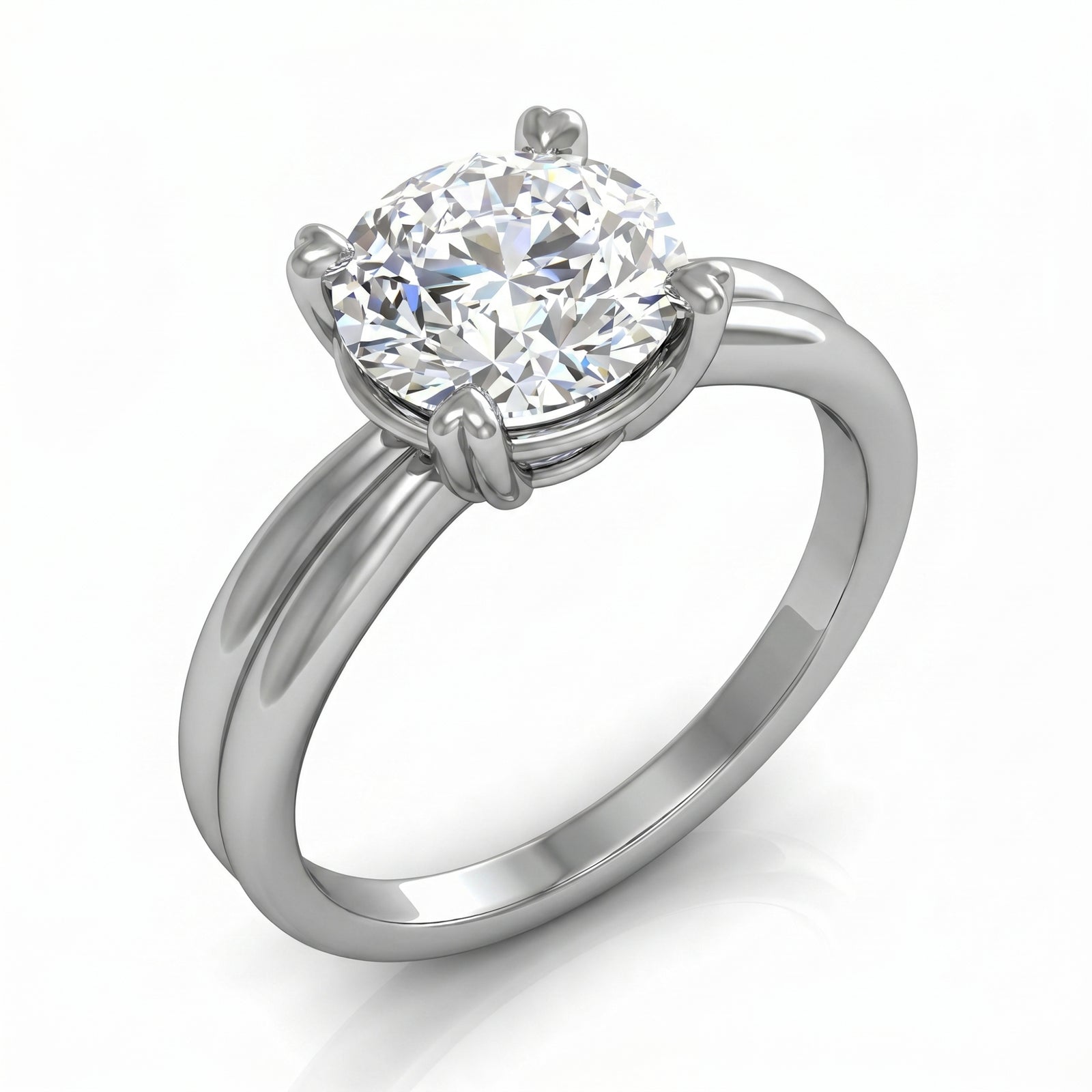 Roy Custom | Round Cut Platinum Diamond Engagement Ring, Heart Setting