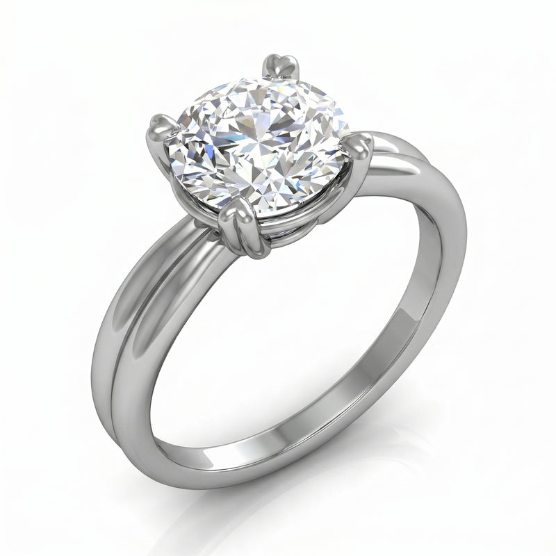 Roy Custom | Round Cut Platinum Diamond Engagement Ring, Heart Setting