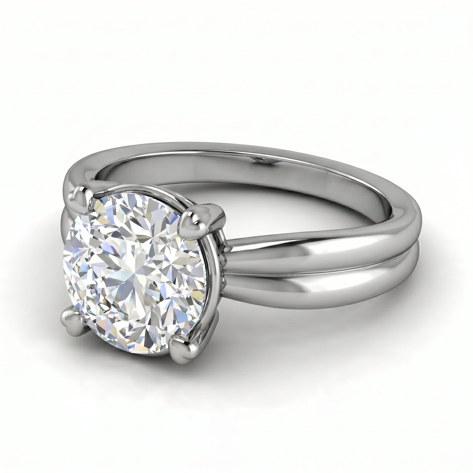 Roy Custom | Round Cut Platinum Diamond Engagement Ring, Heart Setting
