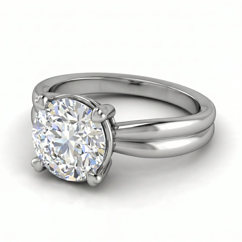 Roy Custom | Round Cut Platinum Diamond Engagement Ring, Heart Setting