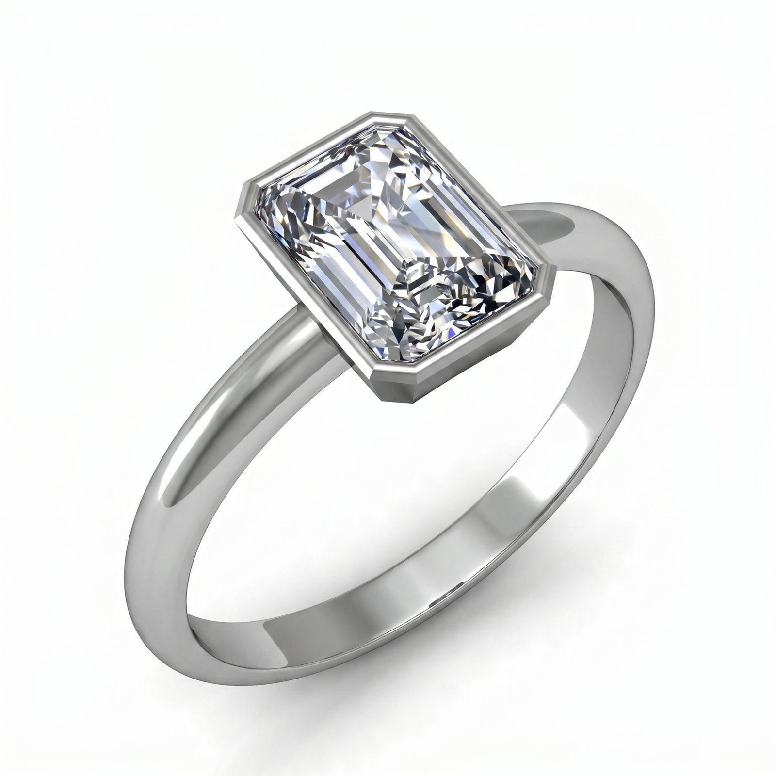 Roy Custom | Radiant Cut Platinum Diamond Engagement Ring, Octagon Setting