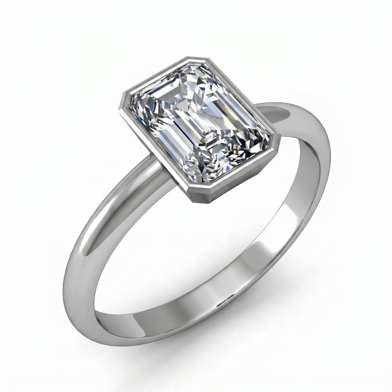 Roy Custom | Radiant Cut Platinum Diamond Engagement Ring, Octagon Setting