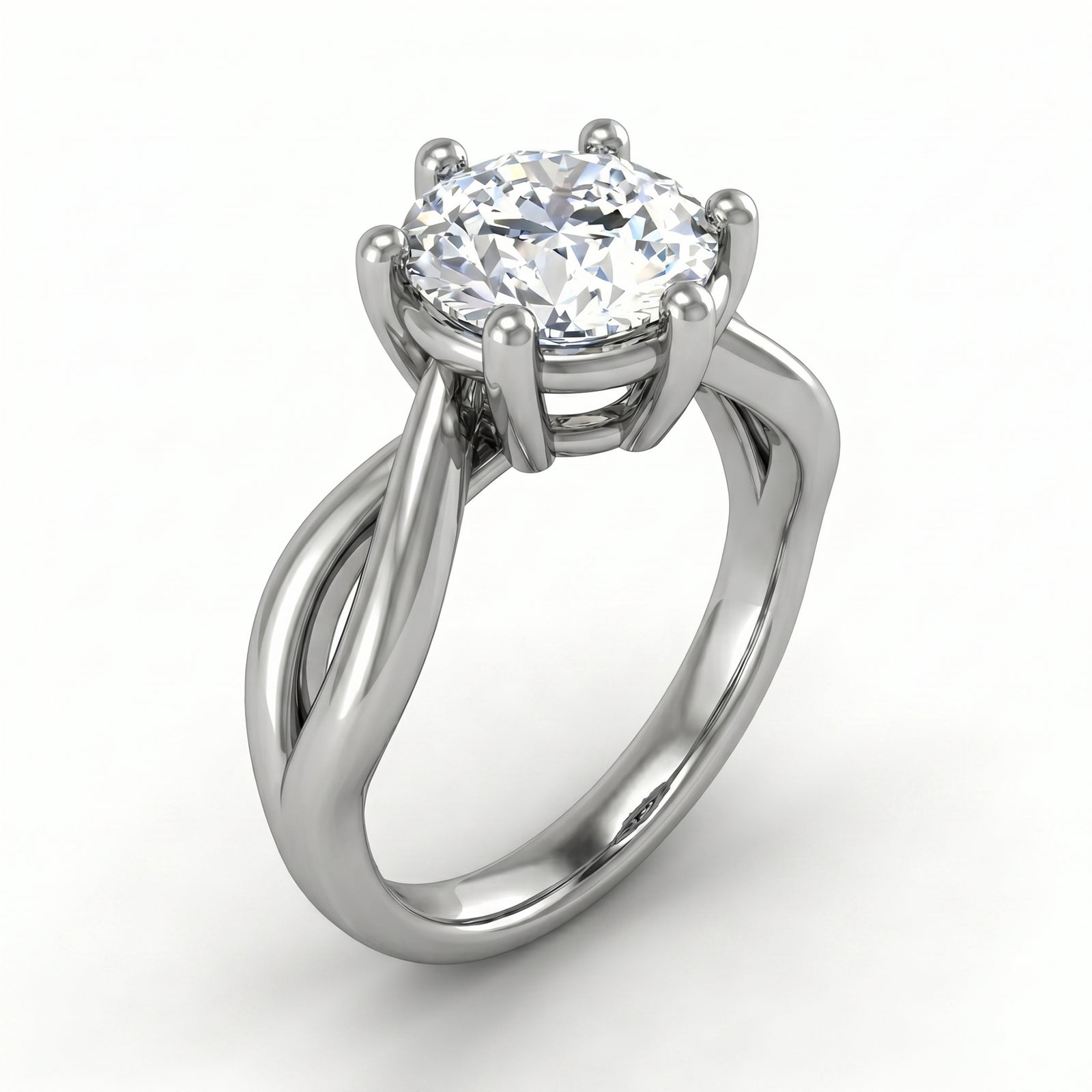Roy Custom | Round Cut Platinum Diamond Engagement Ring, Twist Setting