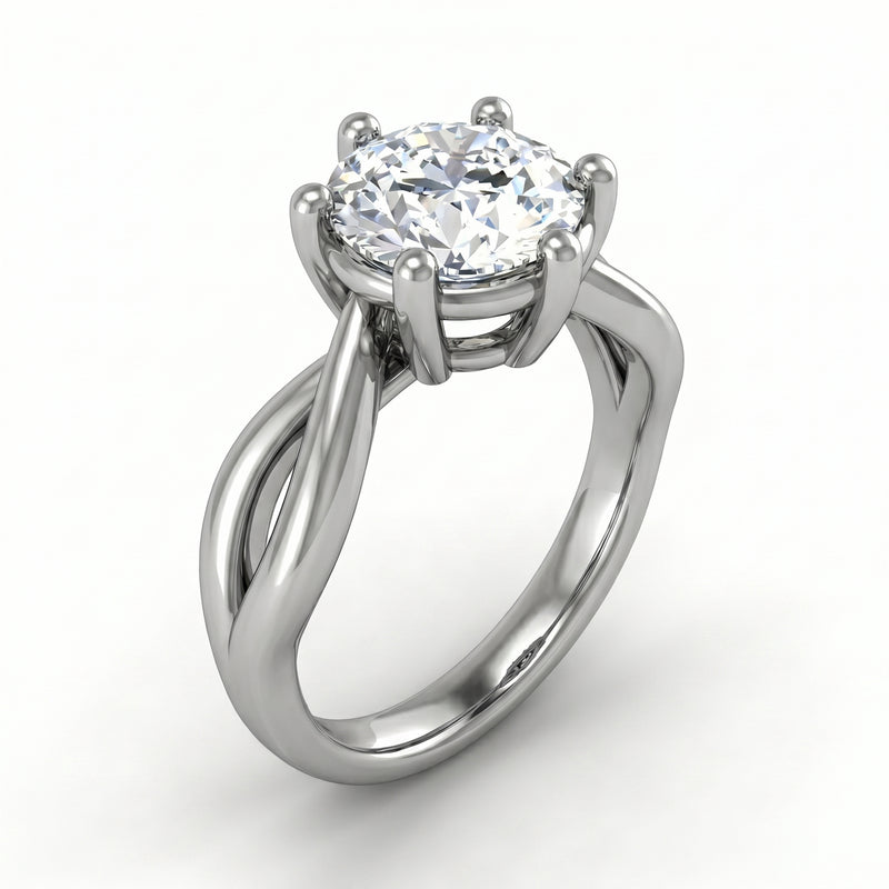 Roy Custom | Round Cut Platinum Diamond Engagement Ring, Twist Setting