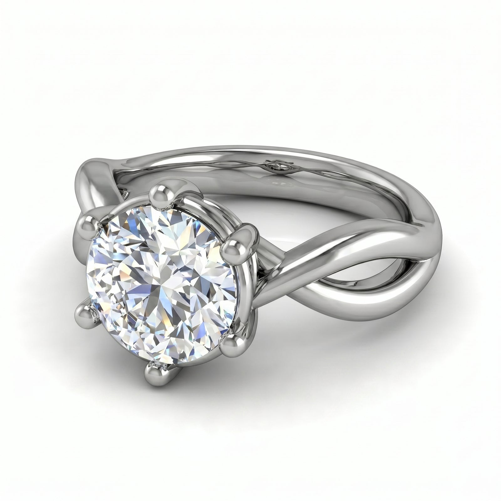 Roy Custom | Round Cut Platinum Diamond Engagement Ring, Twist Setting