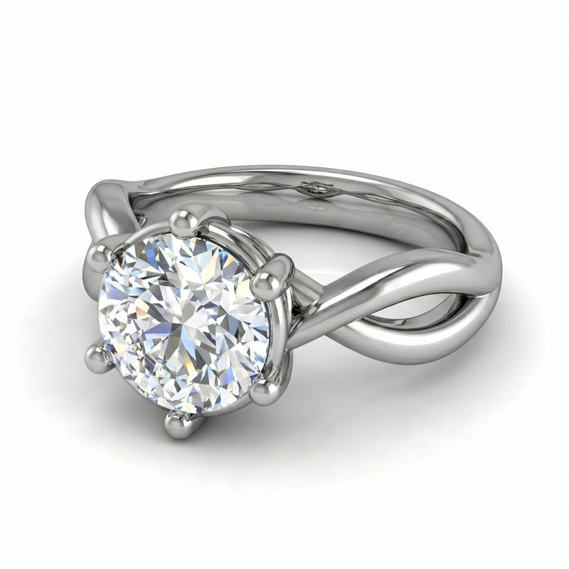 Roy Custom | Round Cut Platinum Diamond Engagement Ring, Twist Setting