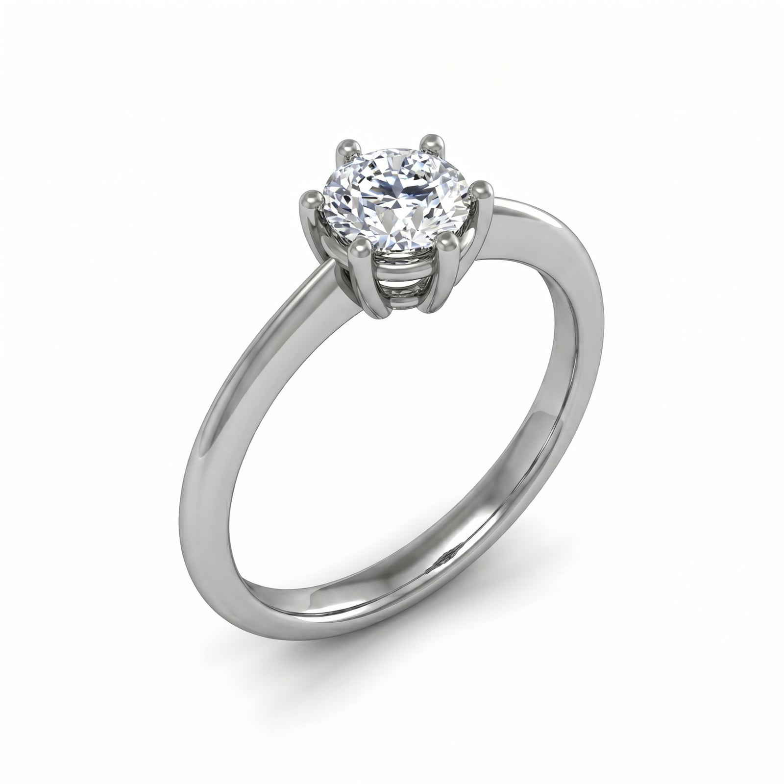 Roy Custom | Round Cut Platinum Diamond Engagement Ring, 6-Prong