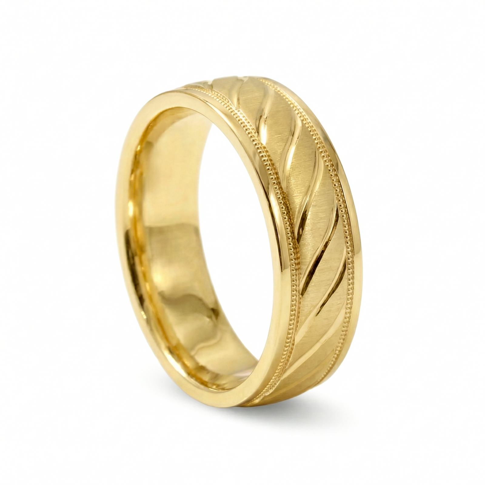 Fasal | Men's Gold Wedding Band, Wheat