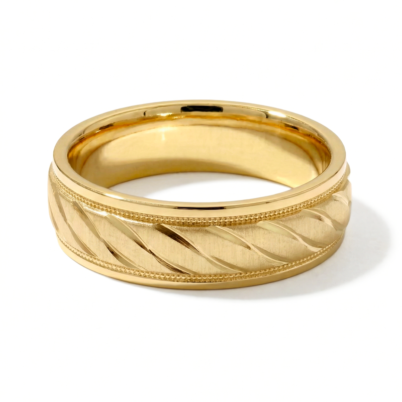 Fasal | Men's Gold Wedding Band, Wheat