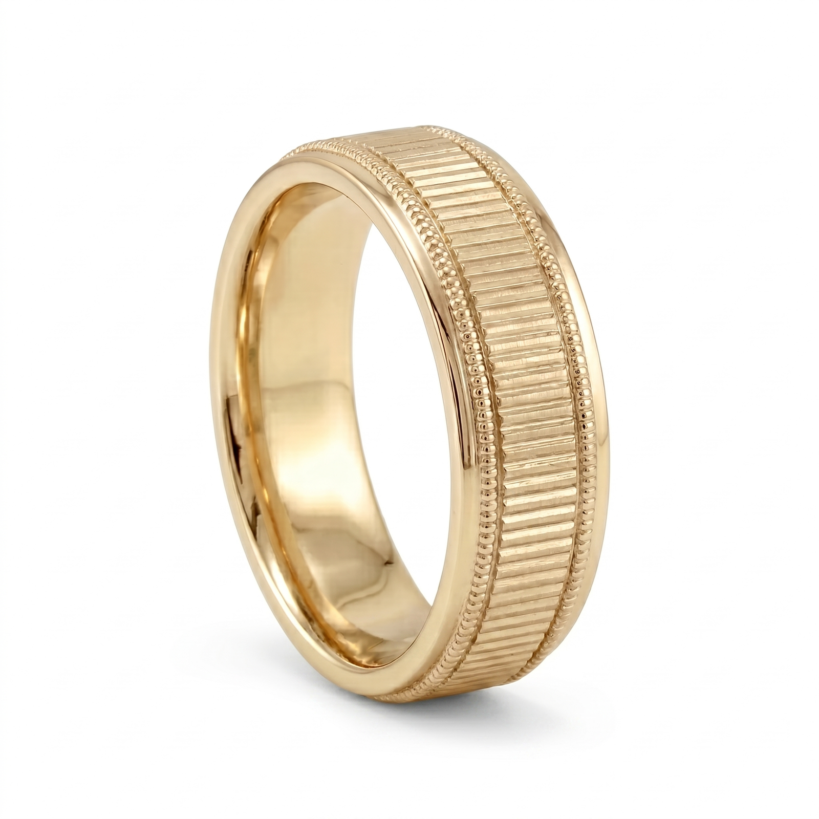 Pankti | Men's Gold Wedding Band, Milgrain