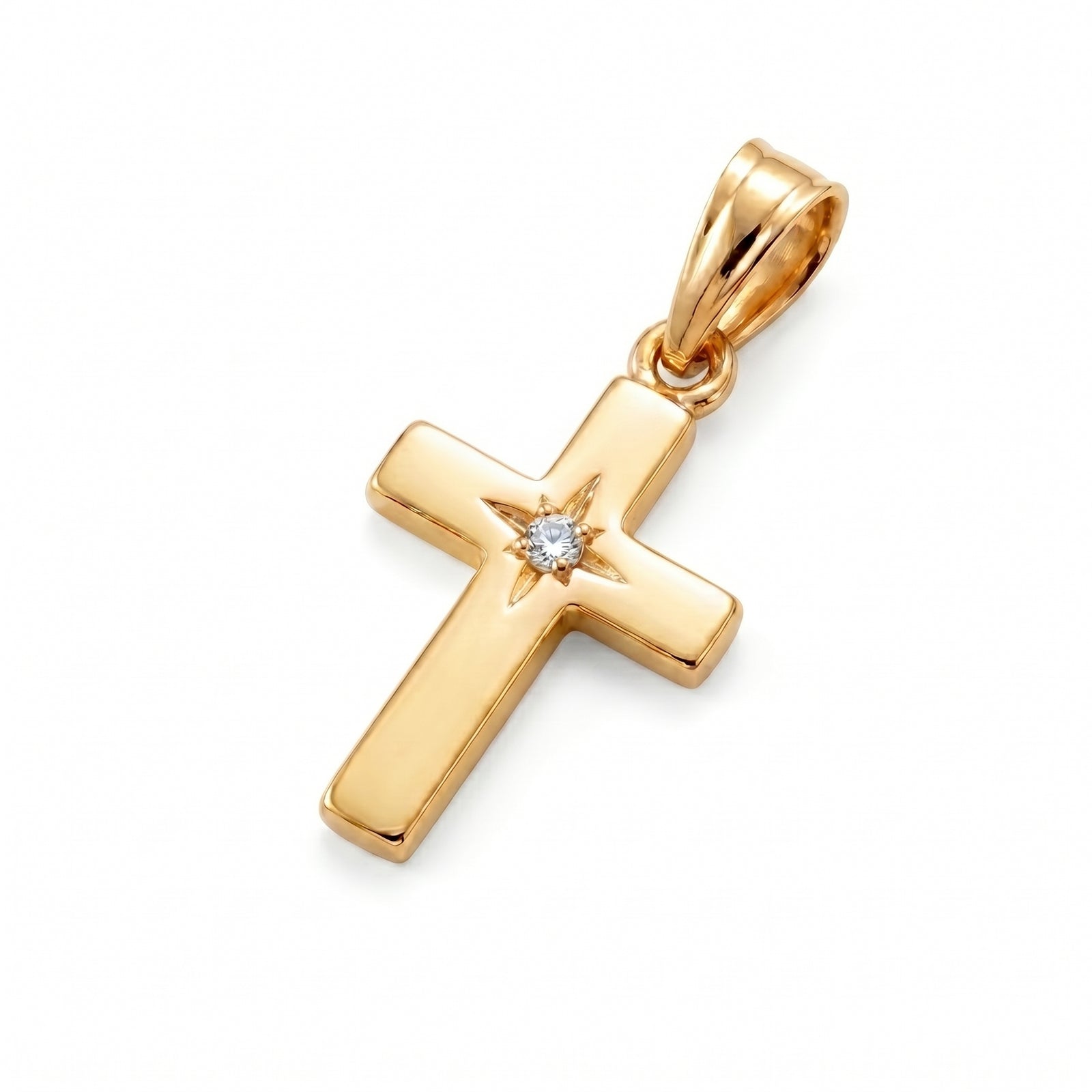 Imaan | Gold Solitaire Diamond Cross Pendant