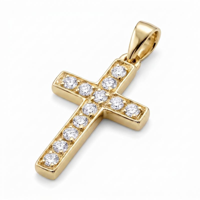 Noor | Large Gold Diamond Cross Pendant
