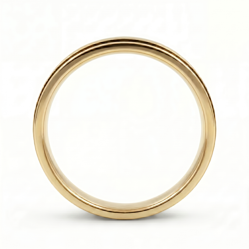 Kajal | Men's Gold Wedding Band, Black Inlay