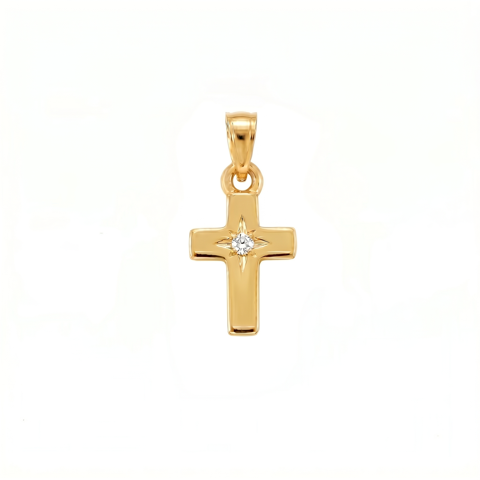 Imaan | Gold Solitaire Diamond Cross Pendant
