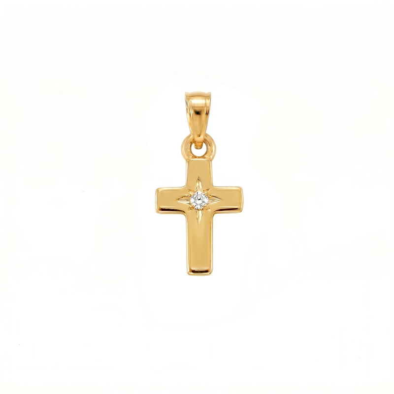 Imaan | Gold Solitaire Diamond Cross Pendant