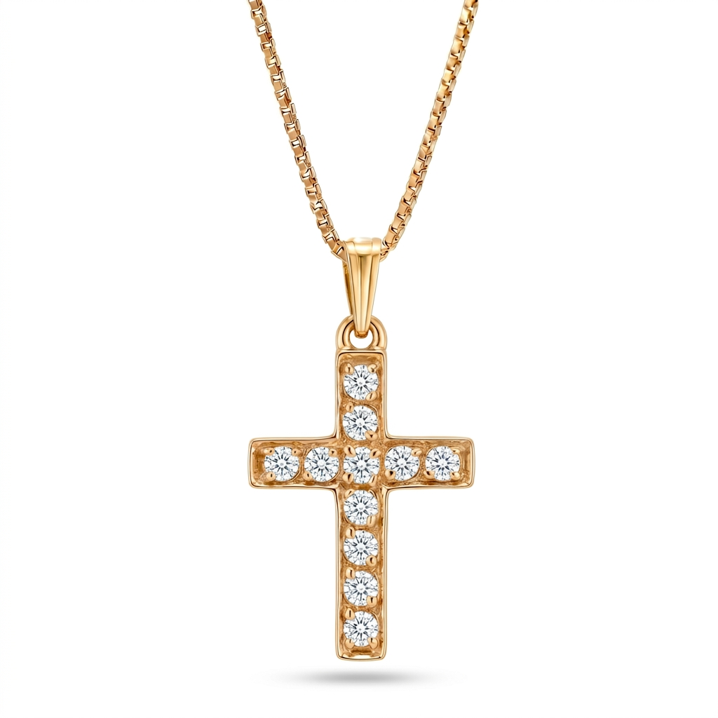Noor | Large Gold Diamond Cross Pendant
