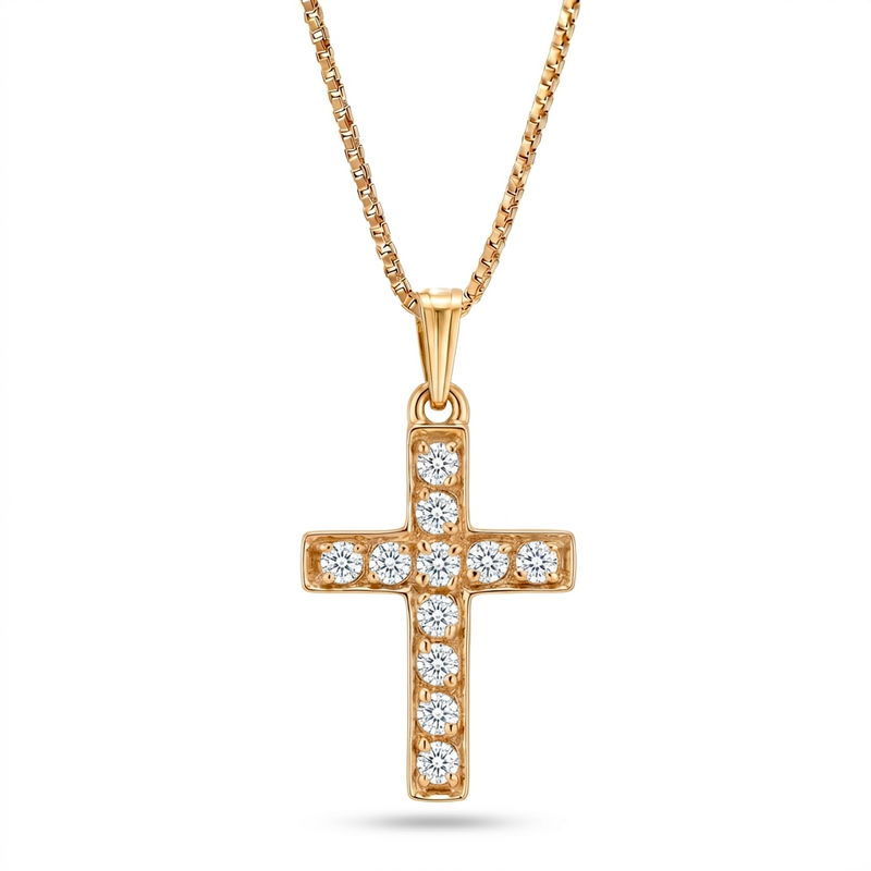 Noor | Large Gold Diamond Cross Pendant