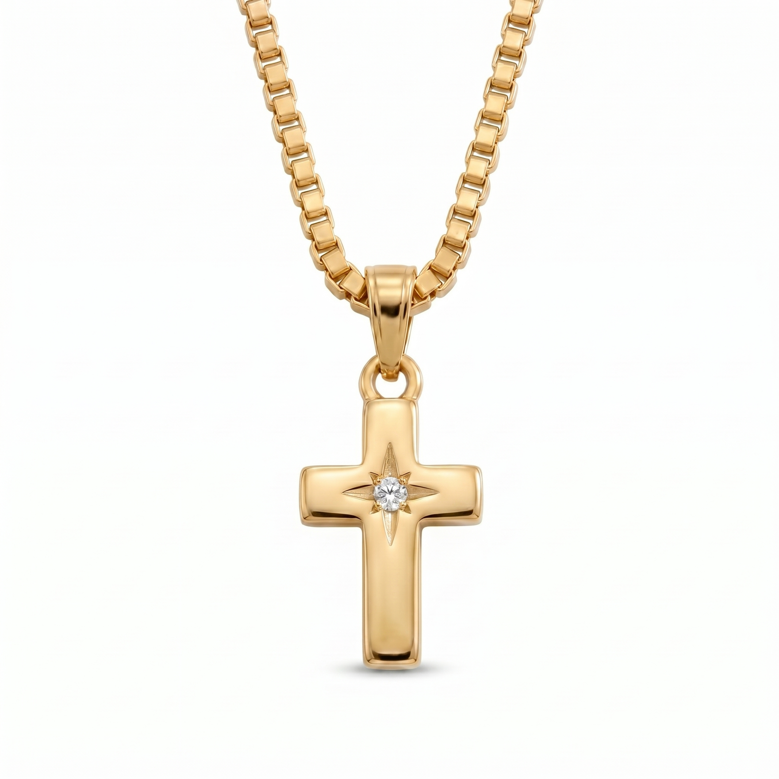Imaan | Gold Solitaire Diamond Cross Pendant