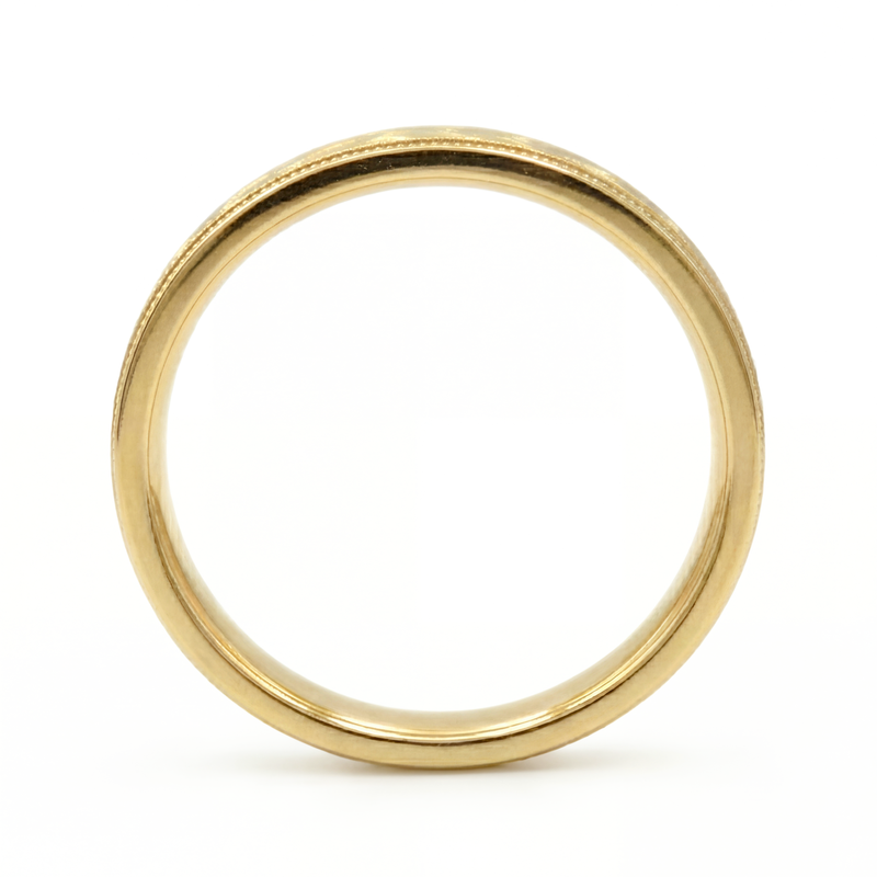 Gulzar | Men's Gold Wedding Band, Hand Engraved