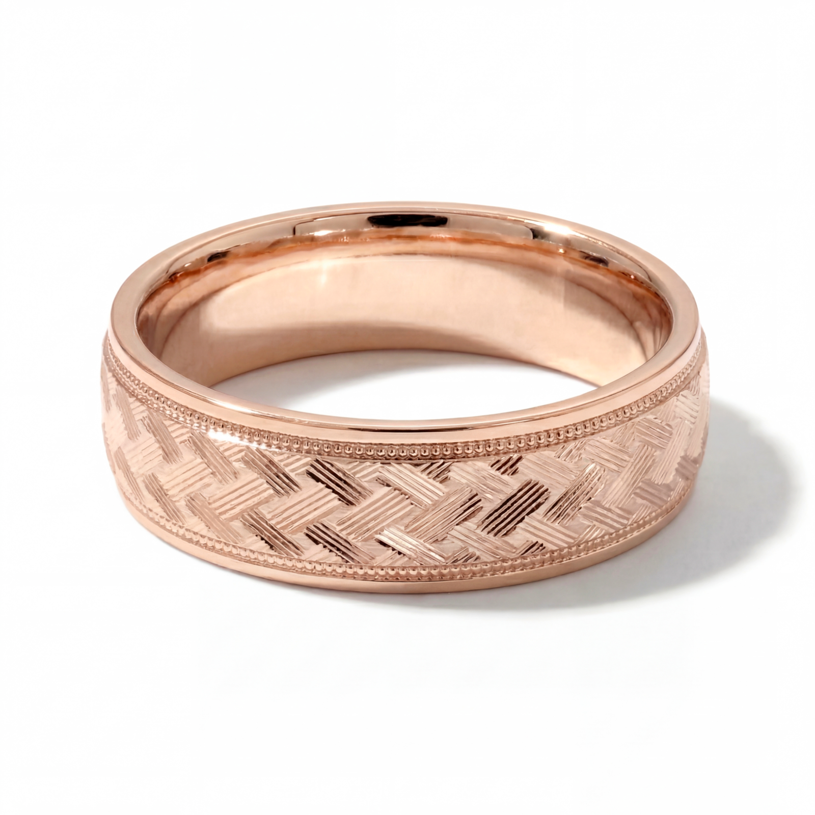 Gulzar | Men's Rose Gold Wedding Band, Hand Engraved