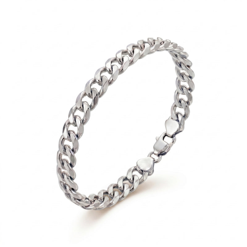Hasrat | White Gold Curb Chain Bracelet