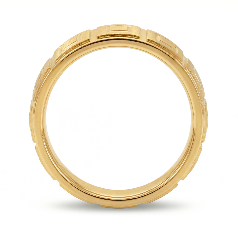 Haveli | Men's Gold Wedding Band, Tile Pattern
