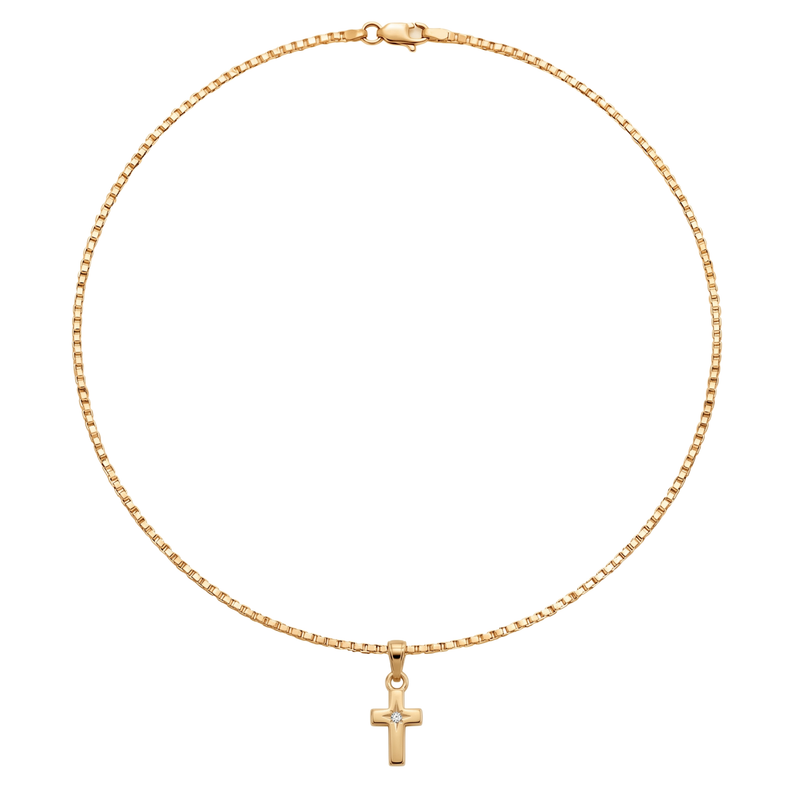 Imaan | Gold Solitaire Diamond Cross Pendant