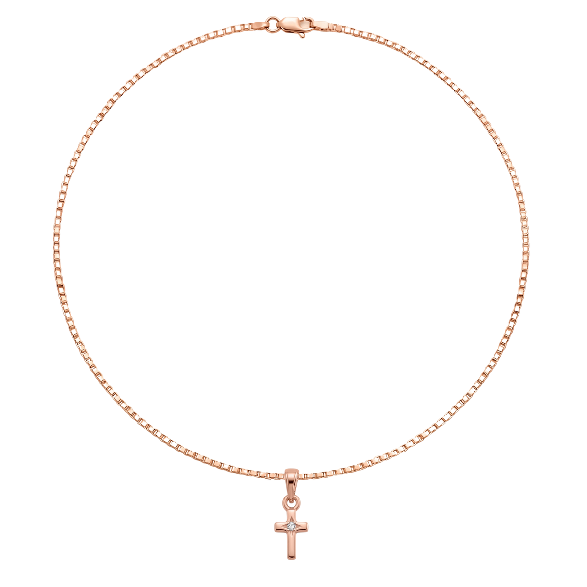 Imaan | Rose Gold Solitaire Diamond Cross Pendant