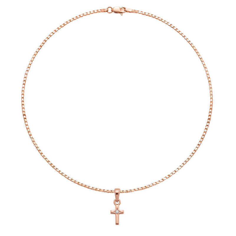 Imaan | Rose Gold Solitaire Diamond Cross Pendant
