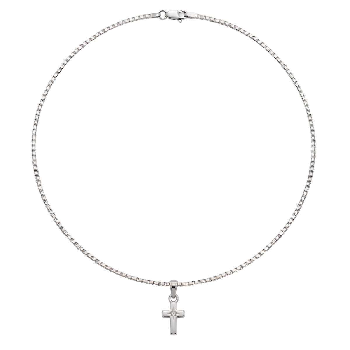 Imaan | White Gold Solitaire Diamond Cross Pendant