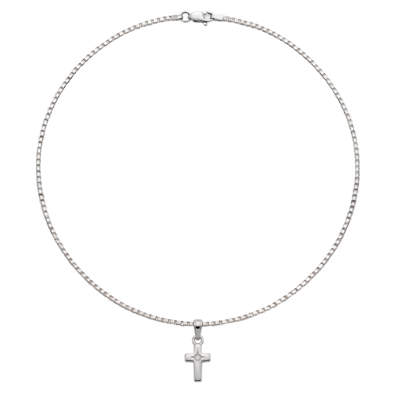 Imaan | White Gold Solitaire Diamond Cross Pendant