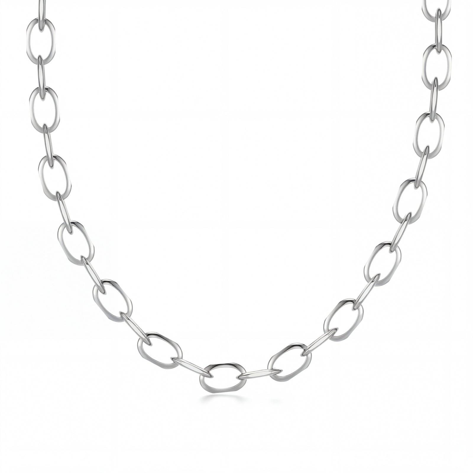 Ishara | White Gold Oval Link Chain