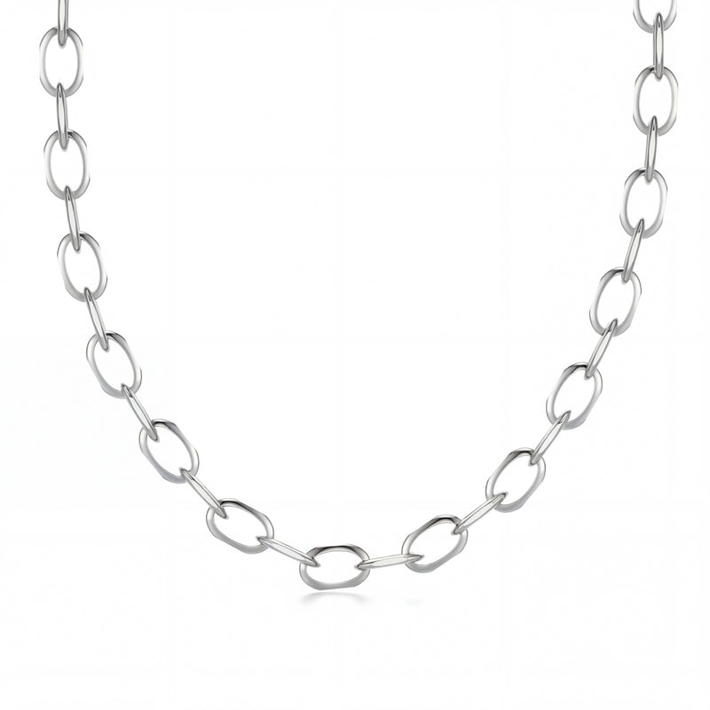 Ishara | White Gold Oval Link Chain