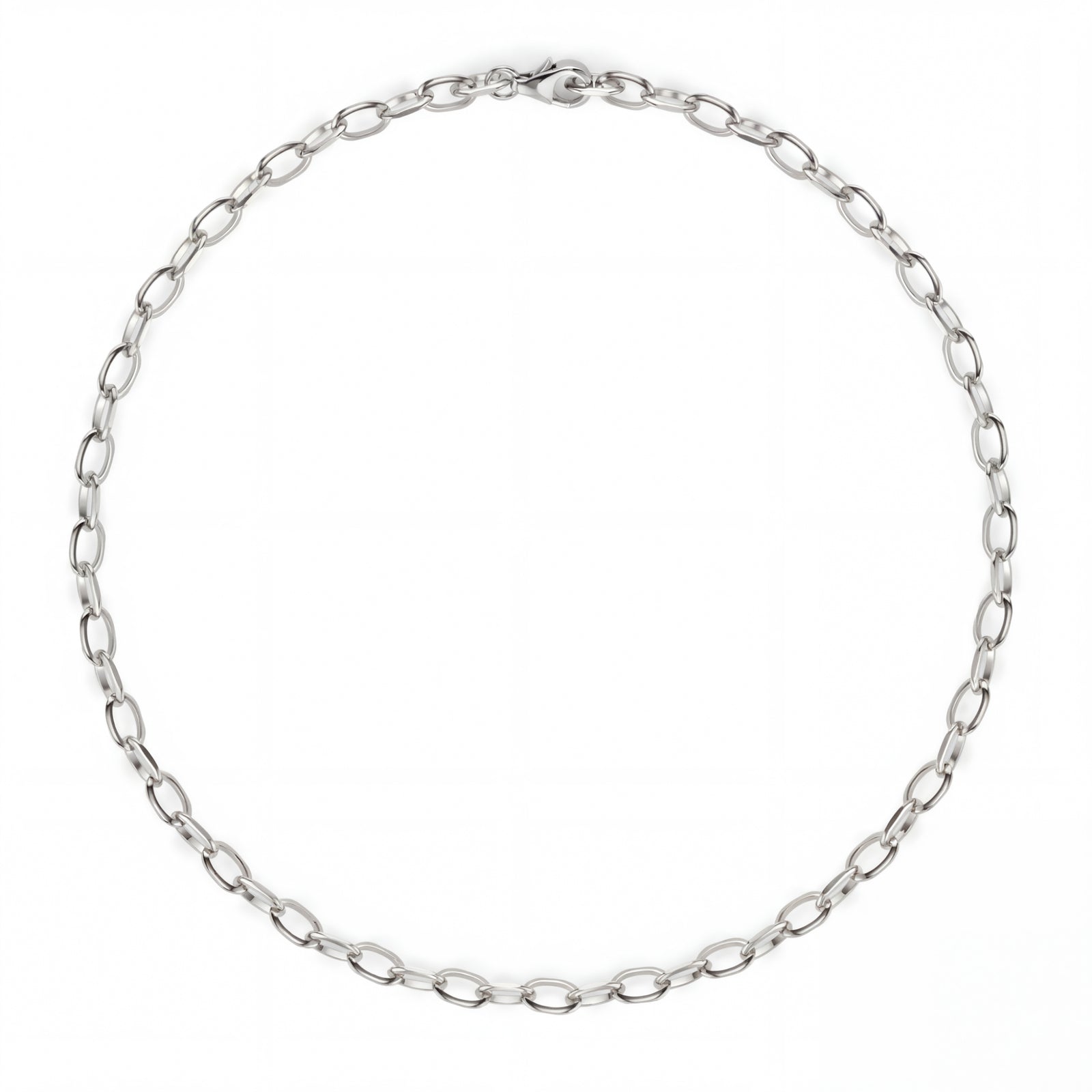 Ishara | White Gold Oval Link Chain