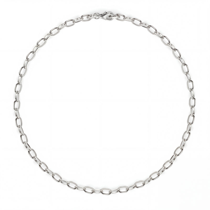 Ishara | White Gold Oval Link Chain