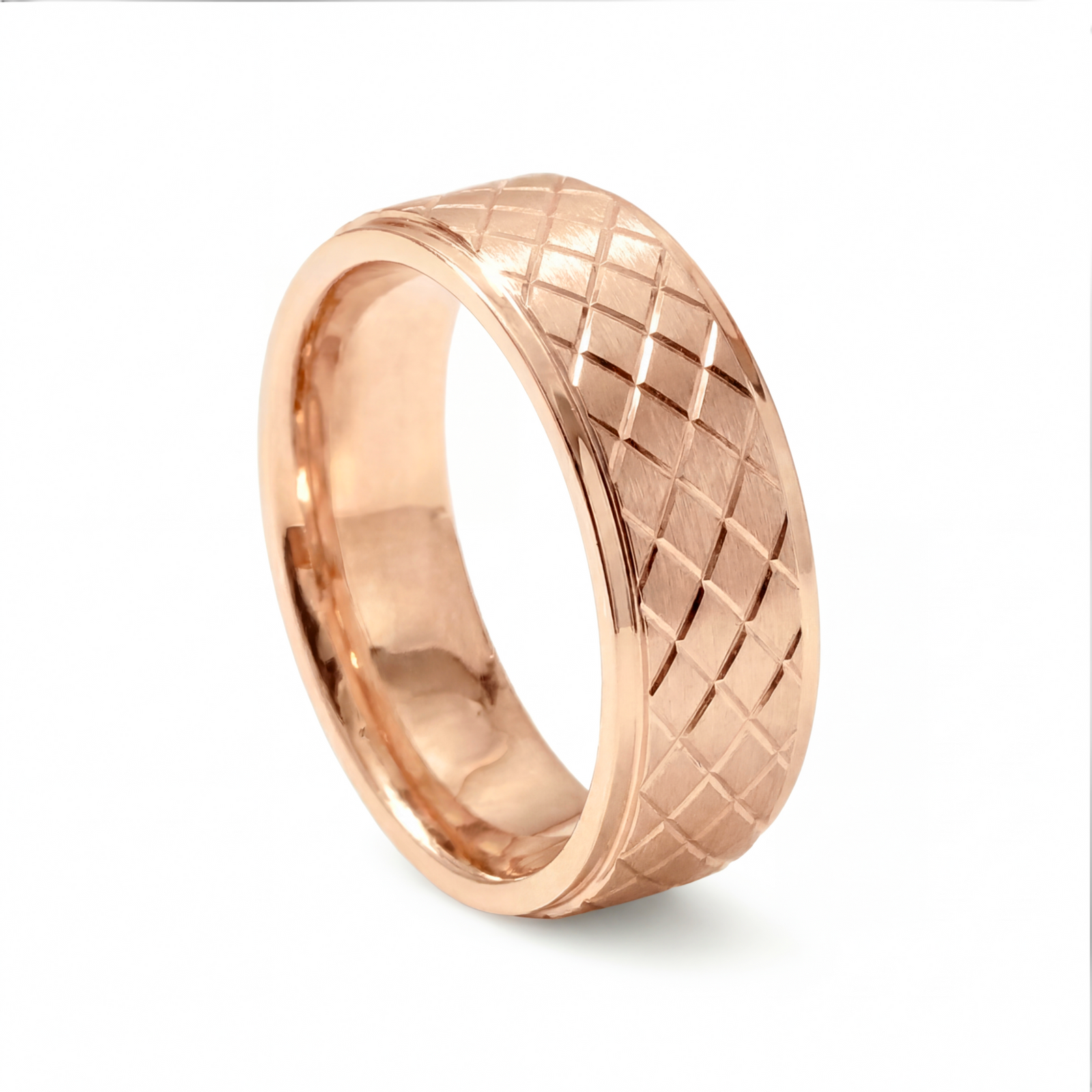 Jaal | Men's Rose Gold Wedding Band, Quilted