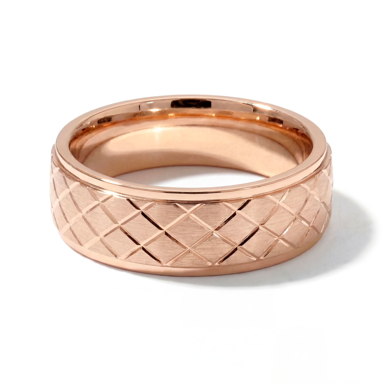 Jaal | Men's Rose Gold Wedding Band, Quilted