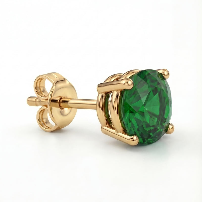 Kaira | Gold Emerald Stud Earrings