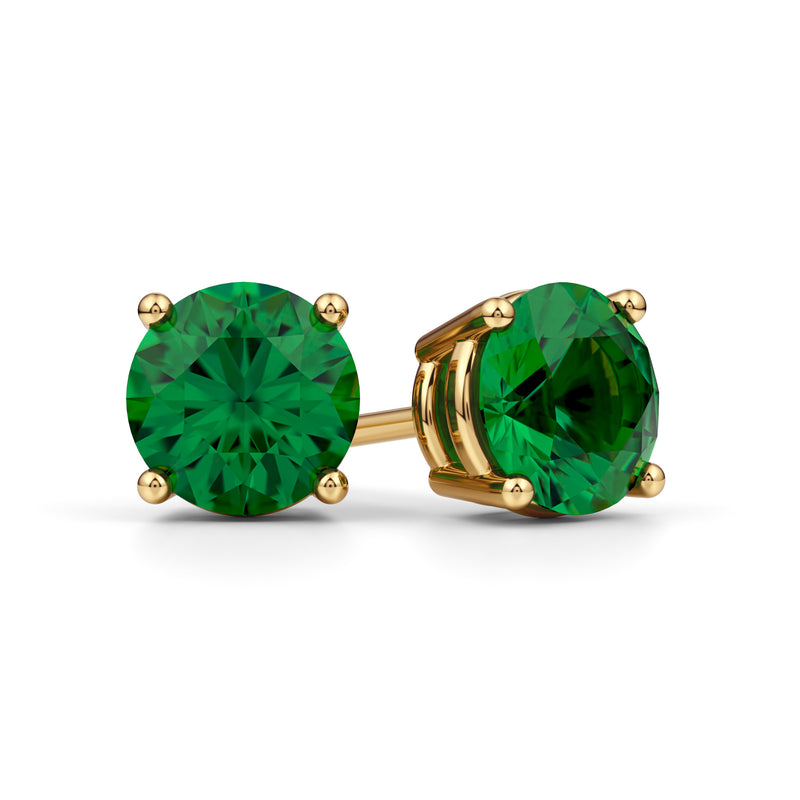 Kaira | Gold Emerald Stud Earrings