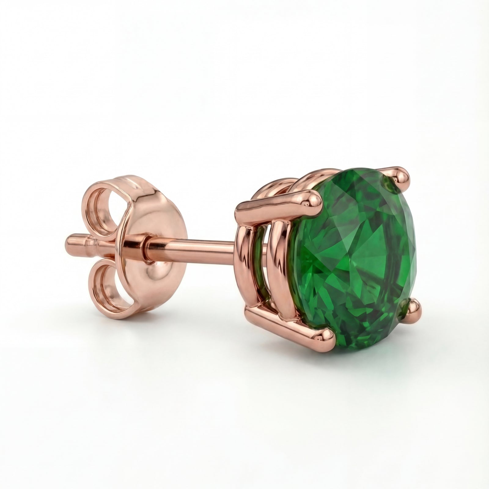 Kaira | Rose Gold Emerald Stud Earrings