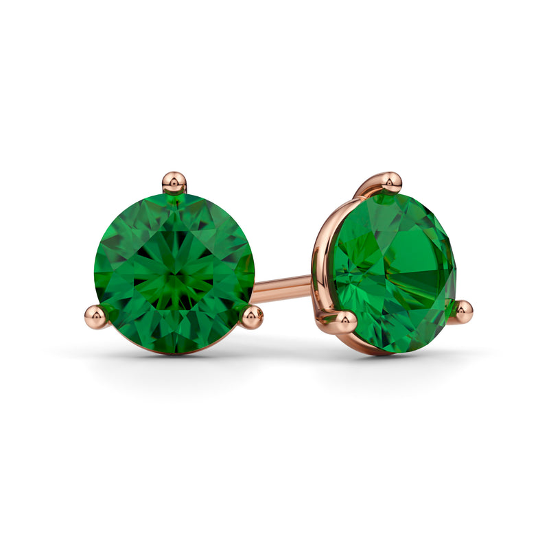 Kaira | Rose Gold Emerald Stud Earrings
