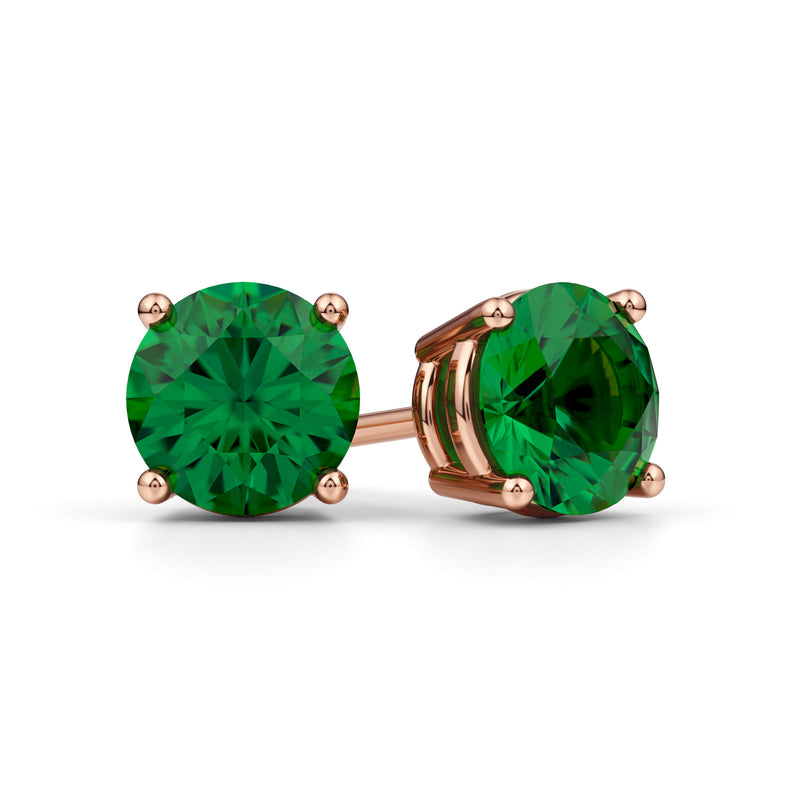 Kaira | Rose Gold Emerald Stud Earrings