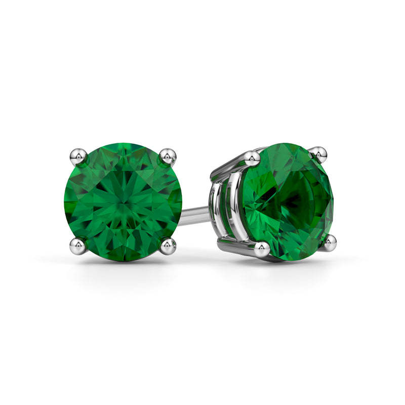 Kaira | White Gold Emerald Stud Earrings