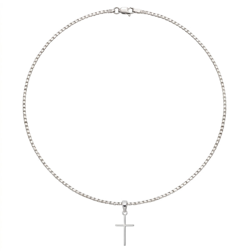 Kiran | Thin White Gold Cross Pendant
