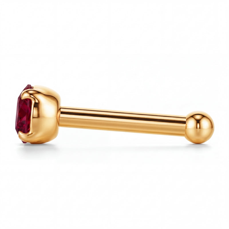 Nargis | 18k Gold Ruby Nose Stud