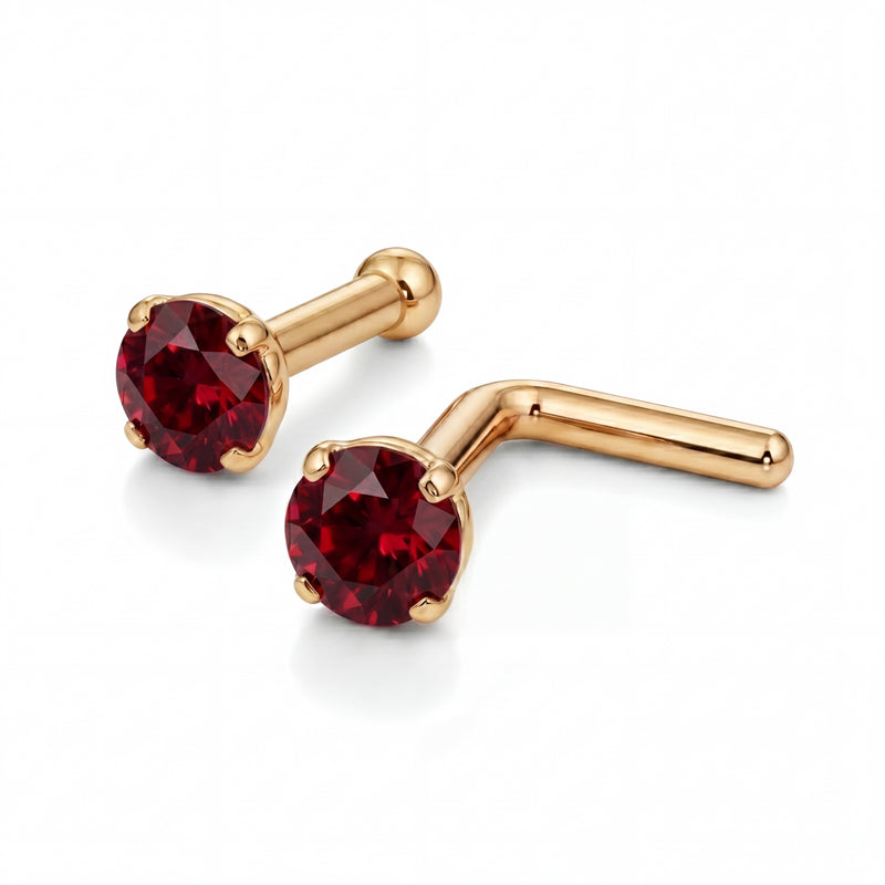 Nargis | 18k Gold Ruby Nose Stud
