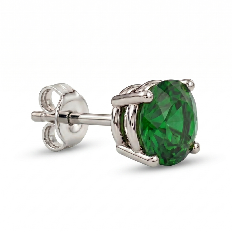 Kaira | White Gold Emerald Stud Earrings