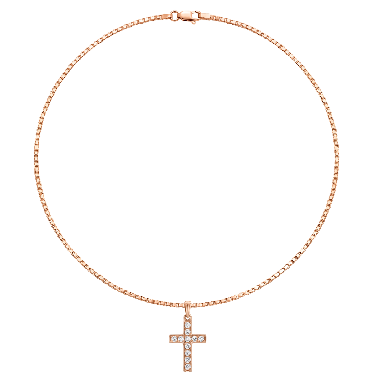 Noor | Large Rose Gold Diamond Cross Pendant